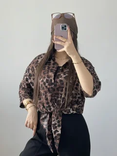 شومیز گره ای پلنگی